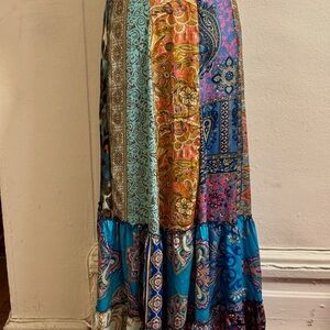 Patchwork Bohemian Silk Gore Maxi Skirt By Okan and Kavak Size Small